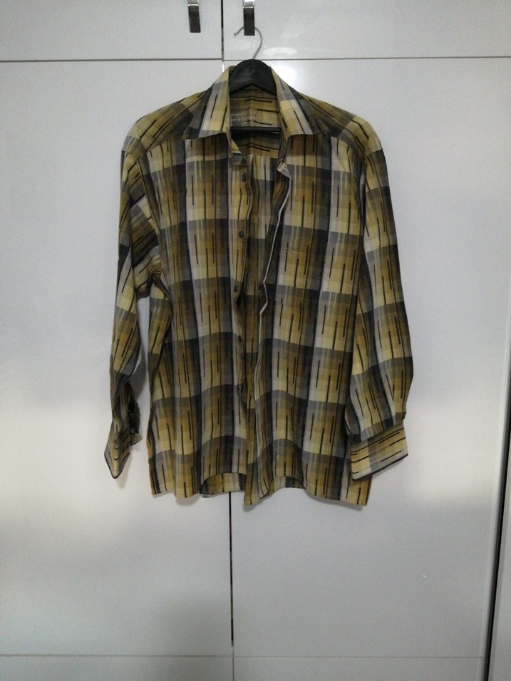 Düğmeli Kahverengi Batik Erkek Gömlek - Görsel 2