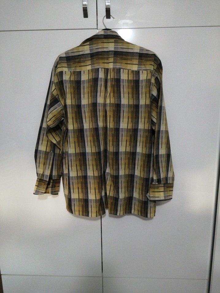 Düğmeli Kahverengi Batik Erkek Gömlek - Görsel 4