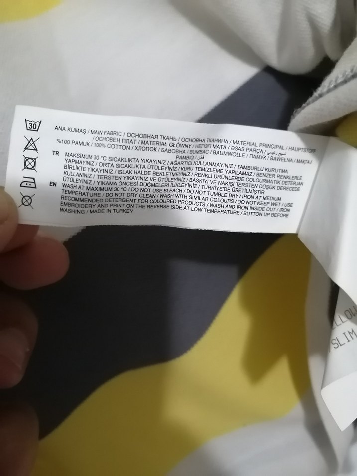 Düğmeli Çizgili Sarı Gri Polo Tişört - Görsel 4