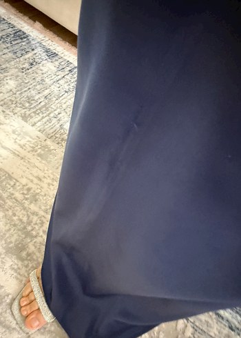 Lacivert Uzun Drapeli Kadın Elbise - Görsel 4