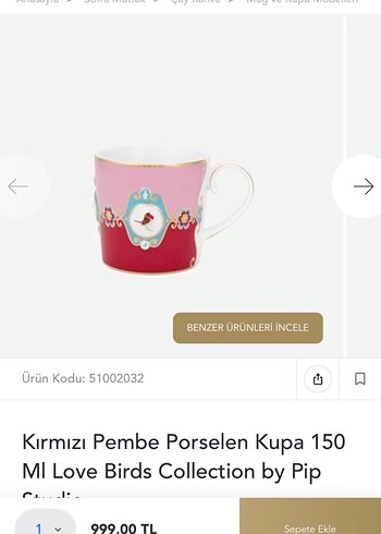 Pip Studio Love Birds 150 ml Porselen Kupa