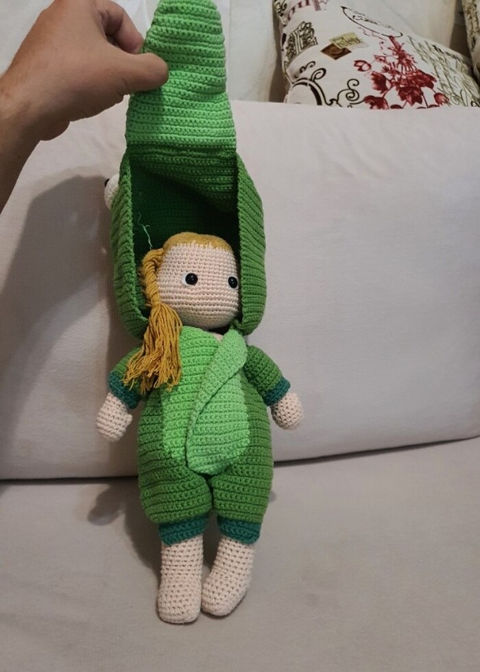 Amigurimi timsah kapşonlu kız bebek - Görsel 3