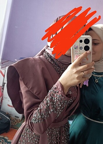 38 Beden turuncu Renk Abiye