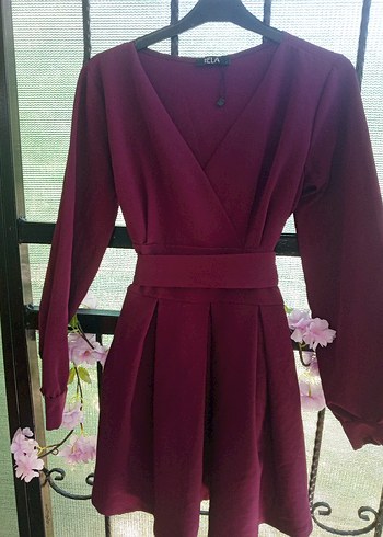 Diger Bordo Kadın Uzun Kollu Uzun Elbise - Görsel 4