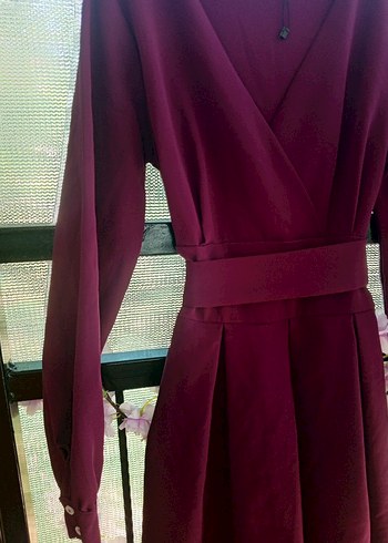 Diger Bordo Kadın Uzun Kollu Uzun Elbise - Görsel 2