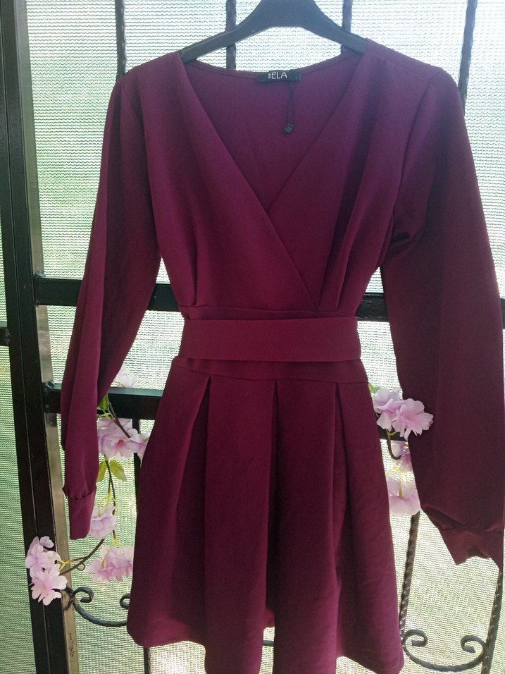 Diger Bordo Kadın Uzun Kollu Uzun Elbise - Görsel 4