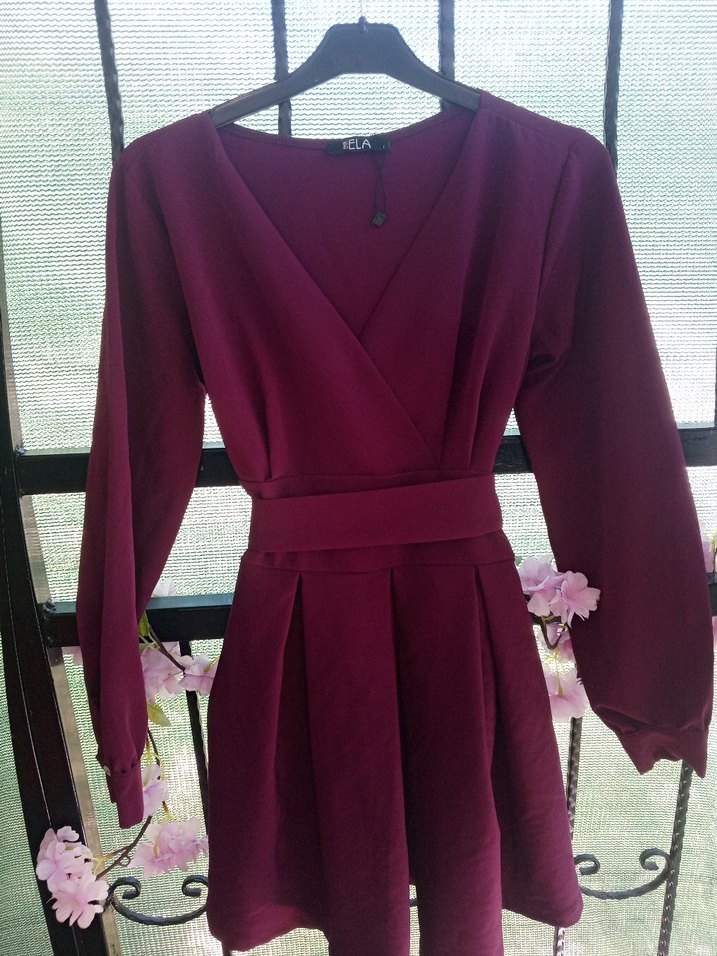 Diger Bordo Kadın Uzun Kollu Uzun Elbise - Görsel 3