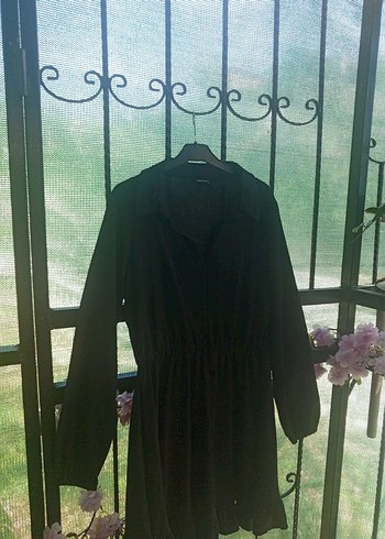 Siyah Midi Hamile Paltosu, Dökümlü, Gotik Tarz - Görsel 3