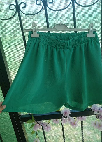 Kadın Yeşil Keten Mini Şort - Görsel 4