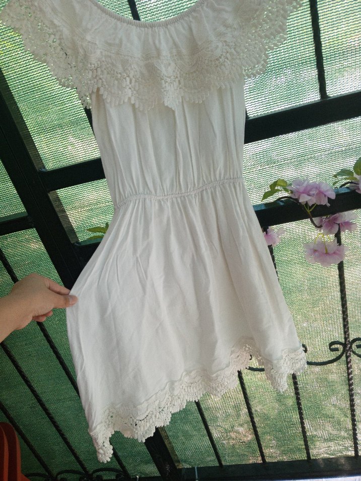 Dantel Detaylı Beyaz Bohem Elbise - Görsel 3