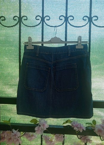 Kemerli Lacivert Mini Kot Etek - Görsel 2