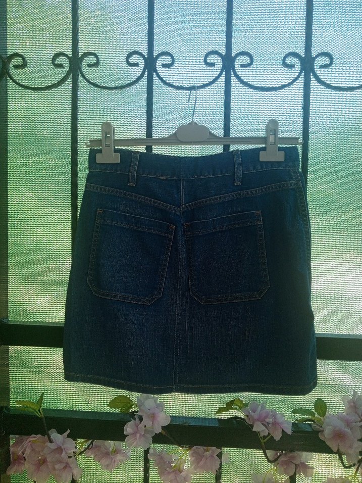 Kemerli Lacivert Mini Kot Etek - Görsel 2