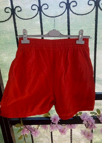 Kırmızı Keten Mini Şort - Görsel 4