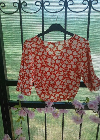 Kırmızı Bağlama Desenli Dantel Detaylı Bol Pantolon - Görsel 3