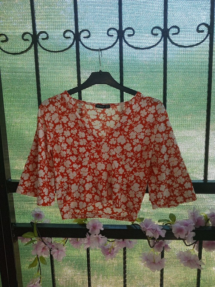 Kırmızı Bağlama Desenli Dantel Detaylı Bol Pantolon - Görsel 4