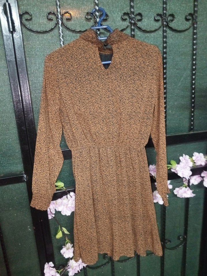 Bohem Tarz Uzun Kahverengi Triko Elbise - Görsel 2