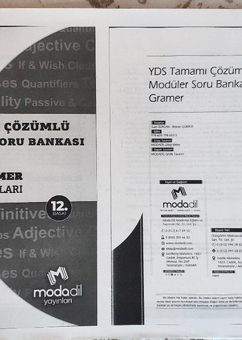 Modadil YDS Tamamı Çözümlü Soru Bankası