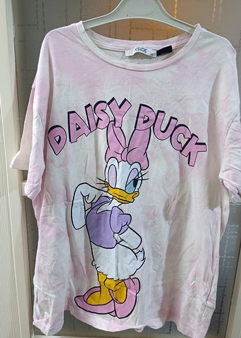 Diğer Daisy Duck Baskili Pembe Oversize Tisort