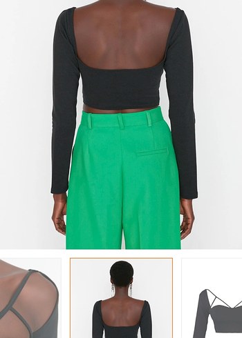 Siyah V Yakalı Mini Bluz - Görsel 3