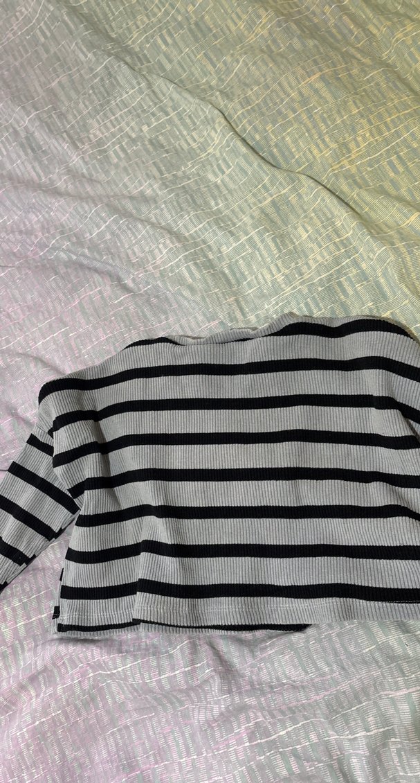 Gri Çizgili Uzun Kollu Triko Kazak - Görsel 2