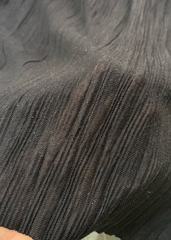 Siyah Pliseli Kısa Kollu Bluz transparan - Görsel 3