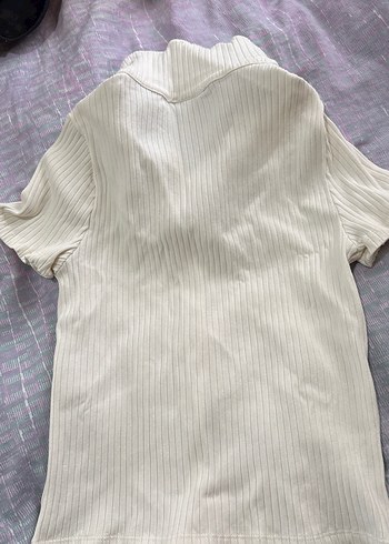 Düğmeli Beyaz Kısa Kollu Pamuklu Kadın Gömlek - Görsel 2