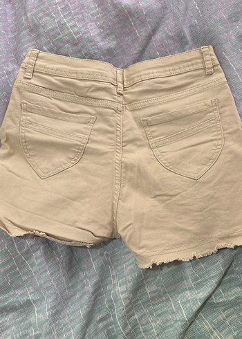 Bej Mini Kot Şort Rahat Kesim - Görsel 2