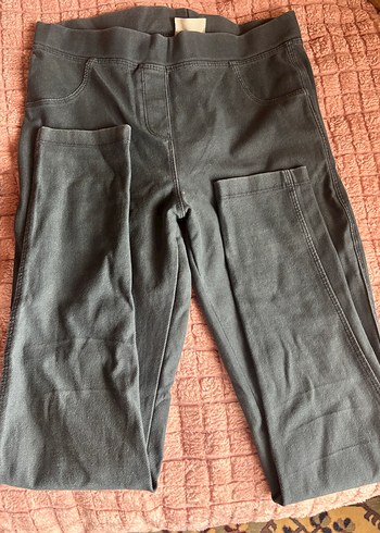 Gri kız çocuk Kot görünümlü tayt  5-10 yaş - Görsel 2