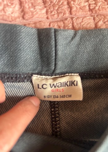 Gri kız çocuk Kot görünümlü tayt  5-10 yaş - Görsel 3