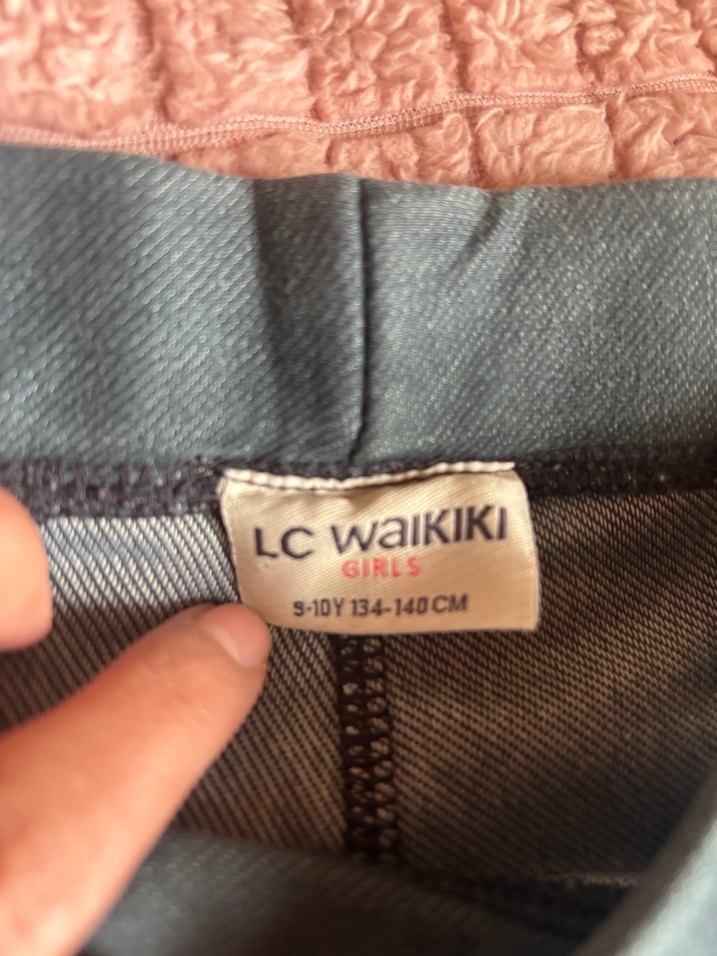 Gri kız çocuk Kot görünümlü tayt  5-10 yaş - Görsel 3