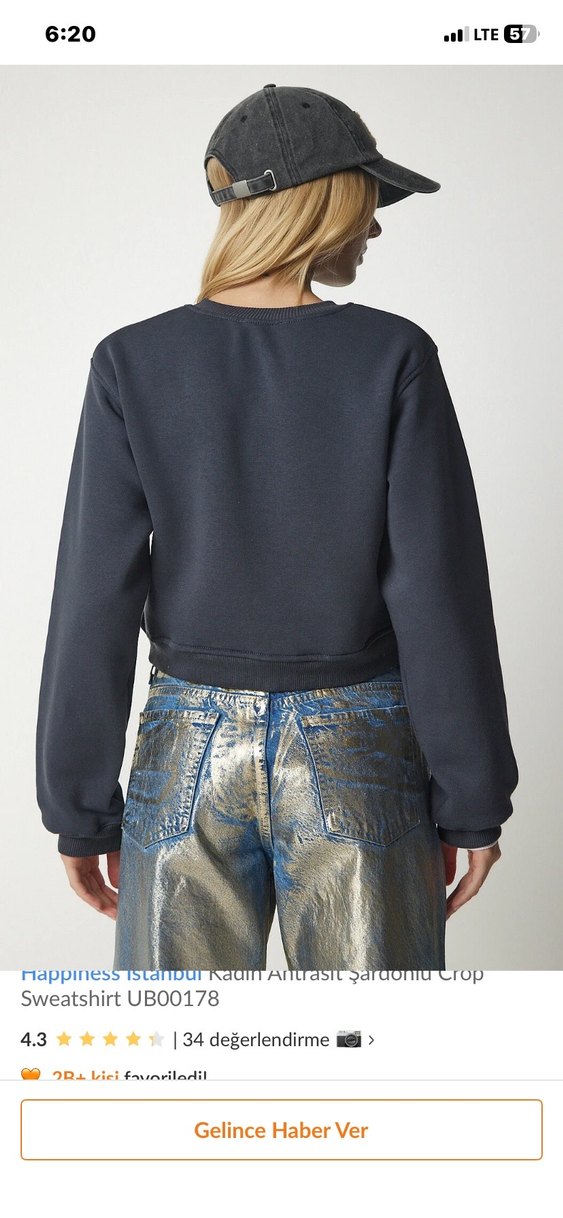 Gri Denim Kadın Sweatshirt - Görsel 2