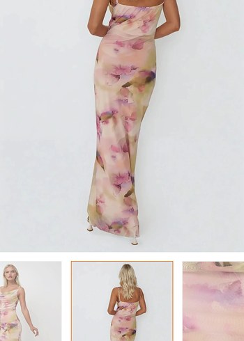 Pembe Drapeli Midi Straplez Elbise - Görsel 3