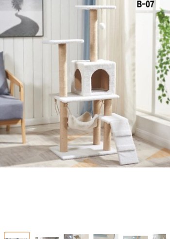 Beyaz Çok Katlı Kedi Tırmalama ve Dinlenme Ünitesi - Görsel 7
