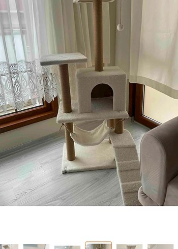 Beyaz Çok Katlı Kedi Tırmalama ve Dinlenme Ünitesi - Görsel 2