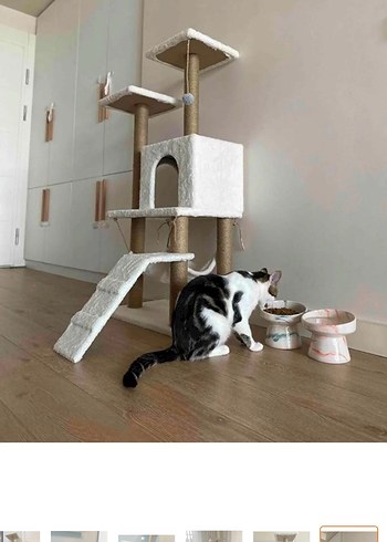 Beyaz Çok Katlı Kedi Tırmalama ve Dinlenme Ünitesi - Görsel 3