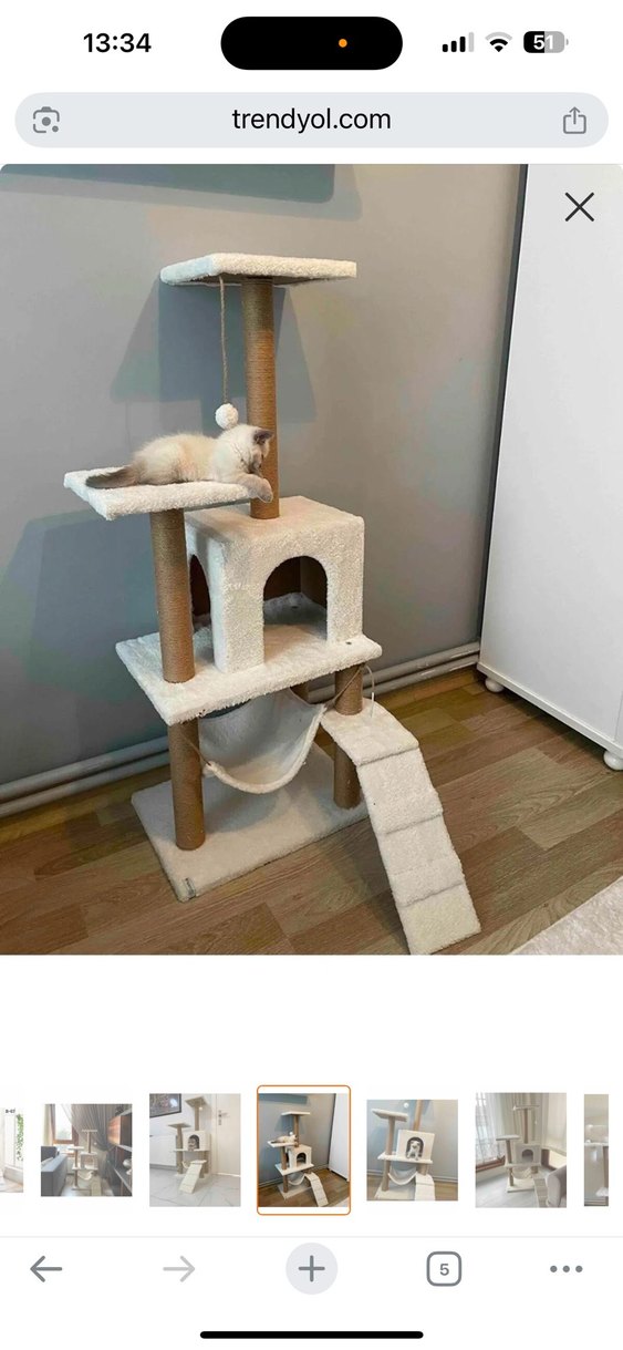 Beyaz Çok Katlı Kedi Tırmalama ve Dinlenme Ünitesi - Görsel 4