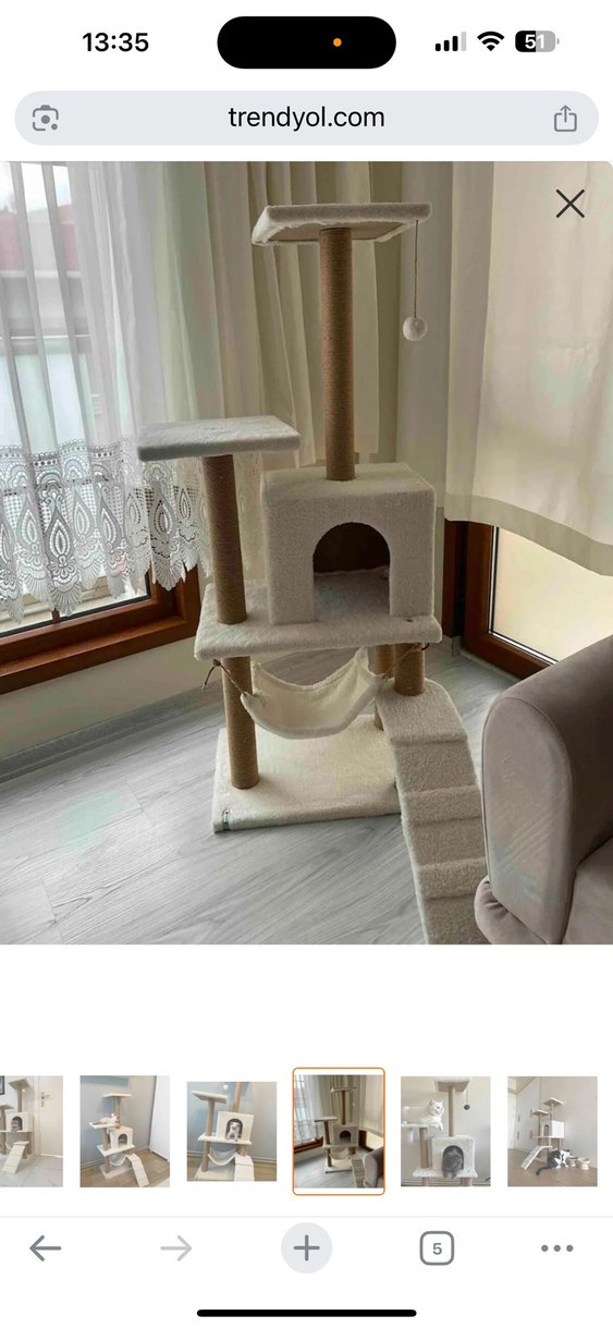 Beyaz Çok Katlı Kedi Tırmalama ve Dinlenme Ünitesi - Görsel 2