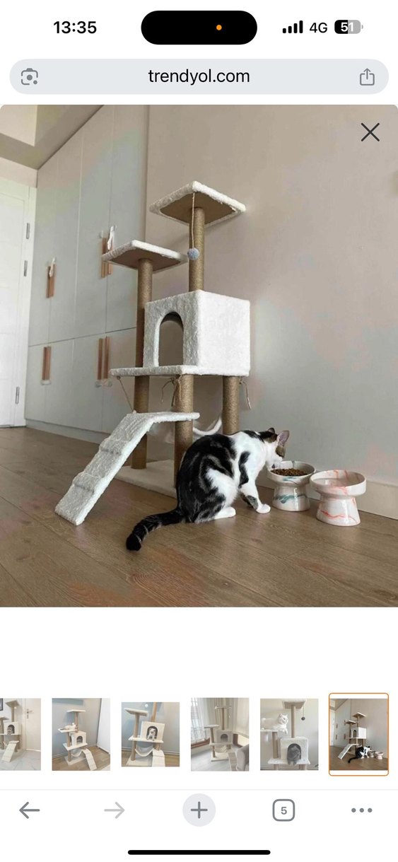 Beyaz Çok Katlı Kedi Tırmalama ve Dinlenme Ünitesi - Görsel 3