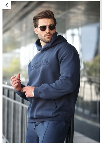 Lacivert erkek Madmext kalın Eşofman Takımı - Görsel 4