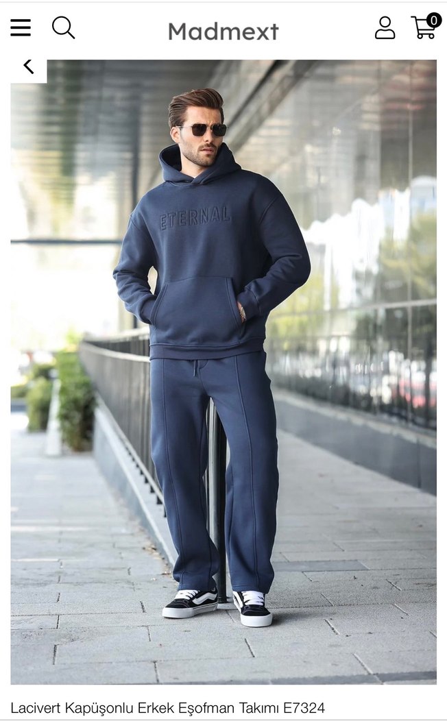 Lacivert erkek Madmext kalın Eşofman Takımı - Görsel 2