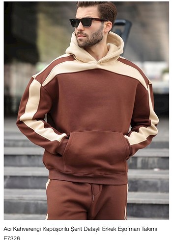 Acı Kahve Madmext erkek Sweatshirt ve Eşofman Takımı - Görsel 4