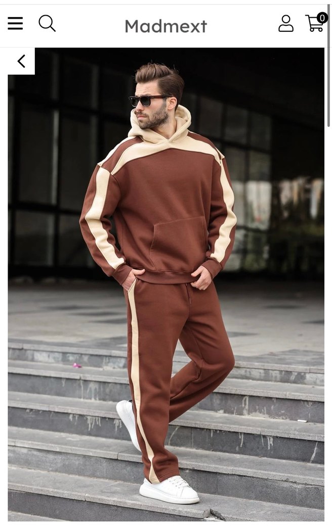 Acı Kahve Madmext erkek Sweatshirt ve Eşofman Takımı - Görsel 2