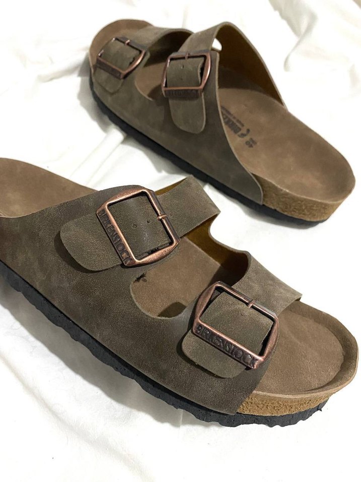 Erkek Kahverengi Süet Tokalı Sandalet - Görsel 2