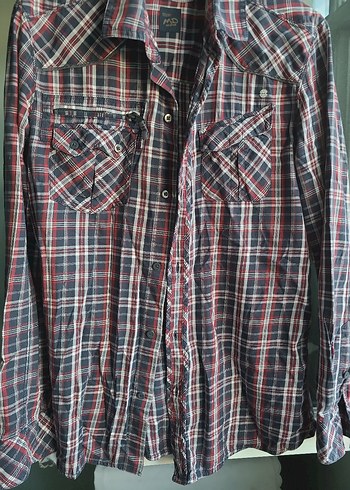 Erkek Gri Ekose Uzun Kollu Gömlek mavi jeans - Görsel 3