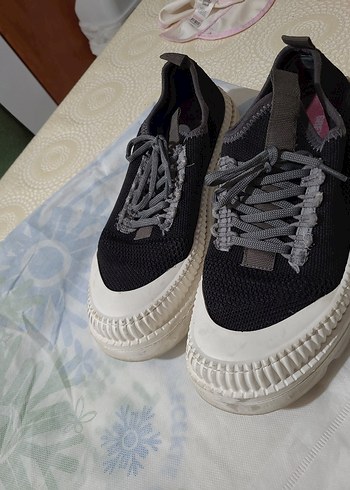 Siyah Gri Elastik Kadın Spor Ayakkabı - Görsel 3