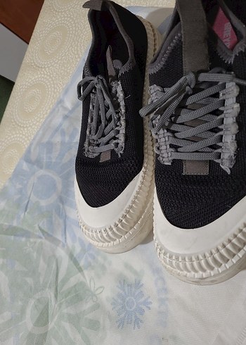 Siyah Gri Elastik Kadın Spor Ayakkabı - Görsel 4