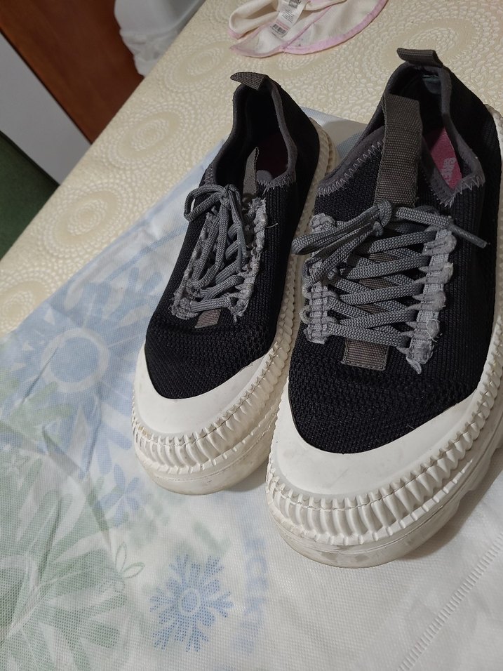 Siyah Gri Elastik Kadın Spor Ayakkabı - Görsel 3