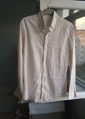 Bej Erkek Keten Uzun Kollu Gömlek - Görsel 4