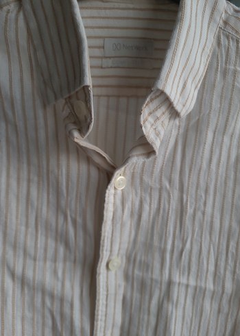 Bej Erkek Keten Uzun Kollu Gömlek - Görsel 3