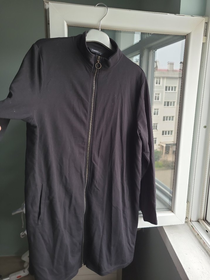 Gri Midi bayan Ceketi Fermuarlı - Görsel 5